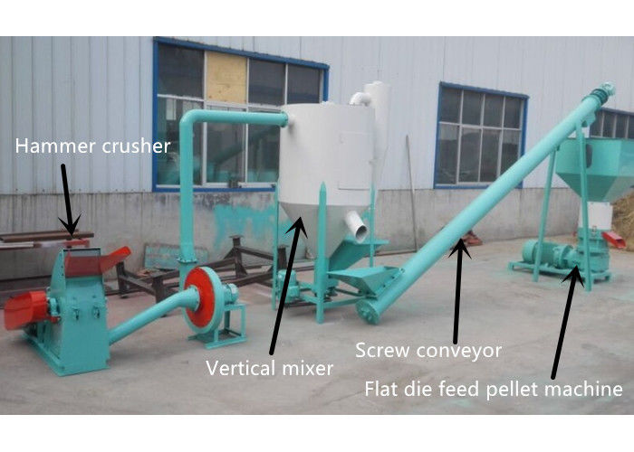 200 - 500kg/H Feed Pellet Production Line For Farm CE / ISO Certification