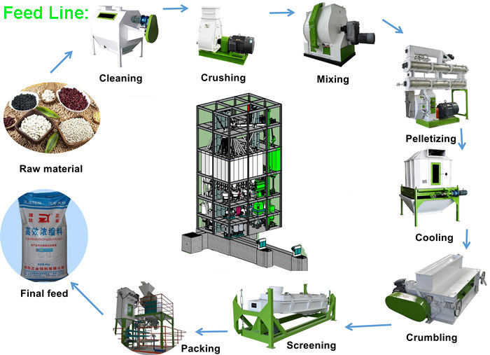 Capacity 3 - 5 Ton/H Feed Pellet Production Line Chicken Feed Making Machine